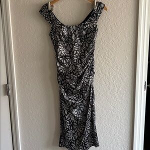London Times Black and White Floral Dress Size 2